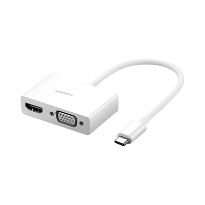 [N4-30843-217196] Adaptador USB C a HDMI VGA | Compatible con Thunderbolt 3 | USB 3.1 Tipo C | HDMI 4K*2K @30Hz | VGA 1920*1080@60hz | Salidas Simultaneas en Modo Espejo | Caja de ABS | No requiere Controlador | Chip IC inteligente incorporado.