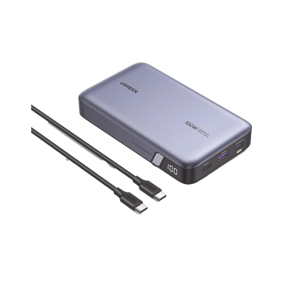 [N4-25188-224367] Power Bank de 20000mAh | 3 Salidas 100W Max. | USB-A + 2 USB-C | PD 3.0 | QC3.0 | FCP | SCP | Pantalla Inteligente | Carcasa Ignifuga | Color Gris | Incluye Cable USB de 50cm | Carga tu Laptop de Manera Segura.