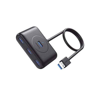 [N4-20291-221372] HUB USB-A 3.0 4 en 1 | 4 Puertos USB-A 3.0 (5Gbps) | Entrada USB-C (PD 5V2A) | Cable de 1 Metro | Indicador Led | Ideal para Transferencia de Datos | Entrada USB-C para alimentar equipos de mayor consumo | Color Negro.