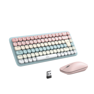 [N4-25178-225070] Paquete de Teclado y Mouse | 85 teclas en Español | Bluetooth y 2.4GHz |  Mouse Ambidiestro  | Sensor de DPI ajustable | Efectos de Iluminación del Teclado | Amplia compatibilidad | Color Rosa.