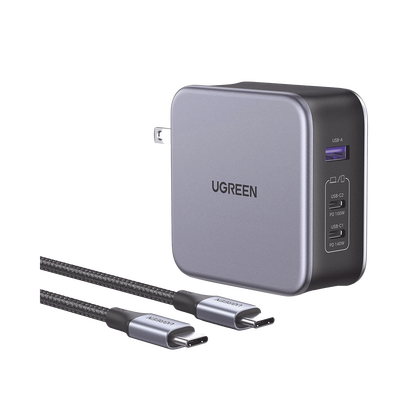 [N4-90548-215198] Cargador de 140W serie Nexode | 3 Puertos de Carga Rápida | 2 USB-C | 1 USB-A | Tecnología GaN II +SIC | PD3.1 / QC4.0 | Tecnología de Protección Térmica | Optimiza la Experiencia de Carga | Incluye cable USB-C