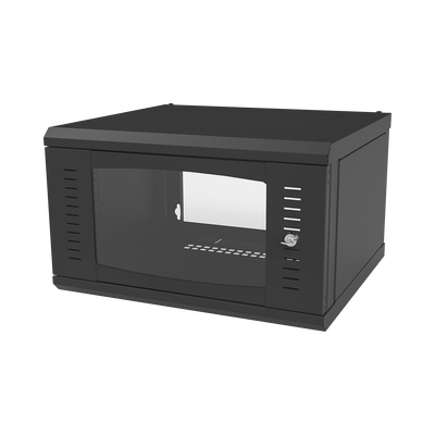 [N4-SR-1906-GFP-74707] Gabinete para Montaje en Pared, con Puerta de Cristal Templado, Cuerpo Fijo, con 6 Unidades de Rack, de 19in, Fabricado en Acero