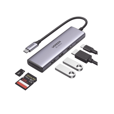 [N4-60384-206948] HUB USB-C Multifuncional   a  HDMI 4K@60Hz / HDCP2.2 / HDR10/3D / 2 Puertos USB3.0 / Lector de Tarjetas SD+TF (Uso Simultáneo) / USB C PD 100W / 6 en 1