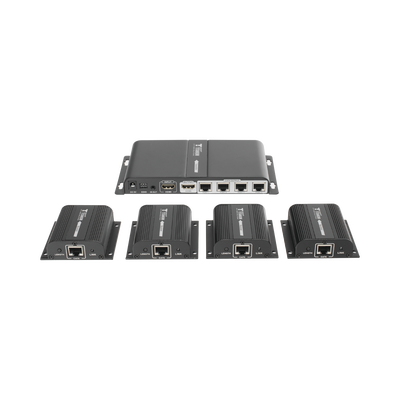 [N4-TT714PRO-144666] Kit Divisor y Extensor HDMI (Extender Splitter)  / Divide 1 Fuente HDMI a 4 Pantallas / Extiende la señal HDMI hasta 40 m / Resolución 1080P @ 60 Hz / Cat 6/6a/7 / Cero Latencia / Salida Loop en el Tx / IR / Alimente solo el Tx (PoC).
