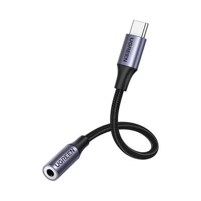 [N4-30632-217743] Adaptador USB Tipo C a Jack 3.5mm | Cable de 10 cm | Soporta CTIA/OMTI | HiFi | Plug & Play | Funda Anti Torceduras | Carcasa de Aluminio | Nylon Trenzado | Llama, Escucha Música y Controla.