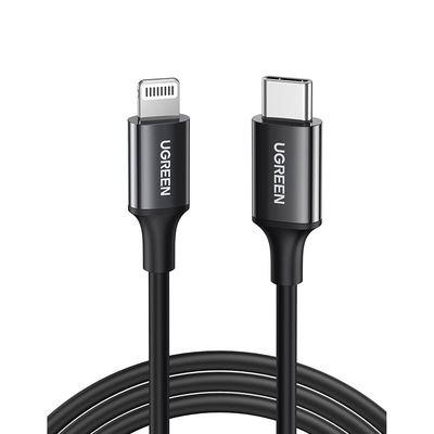 [N4-60751-217215] Cable USB-C a Lightning | 1 Metro | Certificado MFi | Carga Rápida 60W | 480 Mbps | PD | Conector C94 | Adecuado para iPhone, iPad y iPod | Protección Integrada | Caja de ABS | Cubierta de TPE | Color Negro.