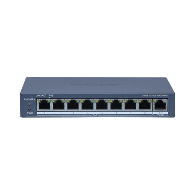 [N4-DS-3E1309P-EI-192088] Switch PoE+ / Monitoreable / 8 Puertos 10/100 Mbps PoE+ / 1 Puerto 1000 Mbps de Uplink / Configuración Nube Hik-PartnerPro / Modo Extendido hasta 300 Metros / 110 W