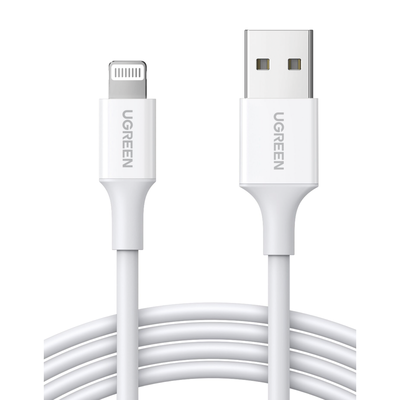 [N4-20728-217469] Cable USB-A a Lightning | 1 Metro | Certificado MFi | Carga Rápida 5V/2.4 A| 480 Mbps | PD | Conector C89 | Adecuado para iPhone, iPad y iPod | Protección Integrada | Caja de ABS | Cubierta de TPE | Color Blanco.
