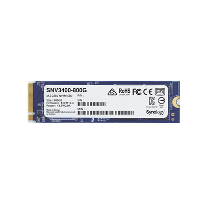 [N4-SNV3400800G-194499] SSD 800GB NVMe M.2 2280, diseñada para Synology NAS con ranuras M.2 integradas