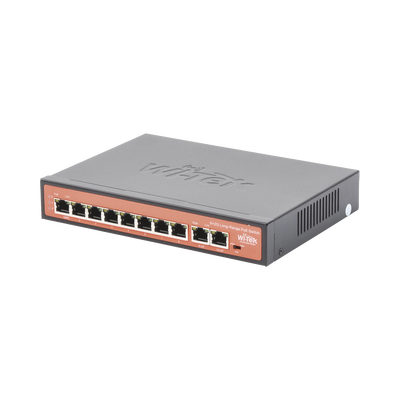 [N4-WI-PS210G-189891] Switch PoE No administrable / PoE de Largo Alcance Hasta 250m / 8 Puertos PoE 10/100Mbps (Puerto 1 Hasta 60W, Puertos 2 al 8 Hasta 30W) + 2 Puertos Gigabit Uplink / Presupuesto 120 W / Plug and Play