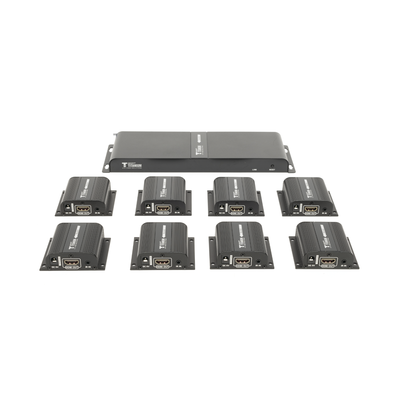 [N4-TT718PRO-144665] Kit Divisor y Extensor HDMI (Extender Splitter)  / Divide 1 Fuente HDMI a 8 Pantallas / Extiende la señal HDMI hasta 40 m / Resolución 1080P @ 60 Hz / Cat 6/6a/7 / Uso 24/7 / Salida Loop en el Tx / IR / Alimente solo el Tx (PoC).