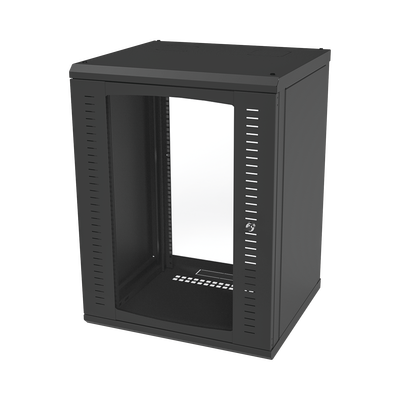 [N4-SR-1916-GFP-86718] Gabinete para Montaje en Pared, Puerta de Cristal Templado, Cuerpo Fijo con Rack 19" de 16 Unidades