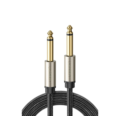 [N4-10640-206905] Cable de Audio Mono 6.35mm (1/4") Macho a 6.35mm (1/4")   Macho / 5 Metros / Núcleo de Cobre / Blindaje Interno / Nylon Trenzado / Color Negro