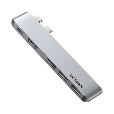 [N4-60559-217198] HUB USB-C (Thunderbolt 3) 5 en 2 | 1 Puerto HDMI 4K | 3 Puertos USB3.0 | USB- C (PD 100W) | Transferencia de Video y Datos | Multifuncional para MacBook Pro/Air | Carcasa de Aluminio.