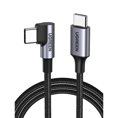 [N4-50125-222218] Cable USB-C a USB-C | 2 Metros | Conector con Ángulo Recto de 90° | Carga Rápida de hasta 60W | 480 Mbps | PD3.0 | QC4.0/3.0/2.0 | FPC | AFC | Protección Integrada| Caja de Aluminio | Nylon Trenzado | Color Negro