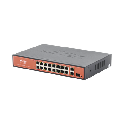 [N4-WI-PS518G-170794] Switch PoE (802.3af/at/bt) / No administrable de largo alcance / Hasta 250m / 16 x 10/100Mbps (PoE) + 2 x 100/1000Mbps + 1 x SFP / 200 W