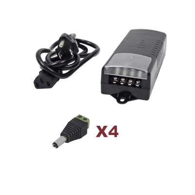 [N4-K2-PS12DC4C-188933] Kit con fuente EPCOM con salida de 12 Vcc a 5 Amper con 4 salidas / Incluye conectores JR52
