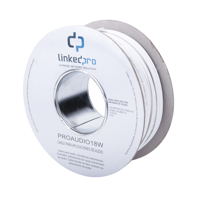 [N4-PRO-AUDIO-18W-72002] Bobina de 152 mts para Salidas de Audio como Bocinas / Calibre 18 en 2 Hilos / Color Blanco / Tipo CCA
