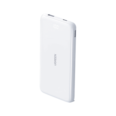 [N4-80700-223847] PowerBank Ultra Delgado 10000mAh |  Dos Puertos | USB-A + USB-C | PD 3.0 20W | QC3.0 22.5W | FCP | AFC | Entrada/Salida USB-C (Carga y Alimentación) | Salida USB-A (Carga) | Pantalla Inteligente | Color Blanco.