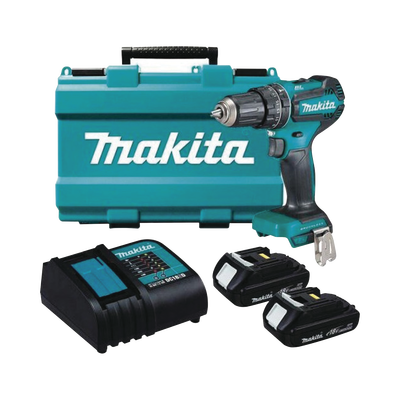 [N4-DHP-485-SYE-205714] Rotomartillo/Taladro Inalámbrico (1/2") de 1,900 RPM, 18Vcc, Torque 50 N.m. Incluye 2 Bat. (1.5Ah) y Cargardor. SIN CARBONES.