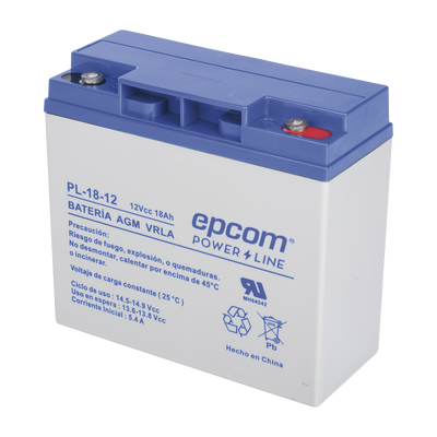 [N4-PL-18-12-67468] Batería 12 Vcc / 18 Ah / UL / Tecnología AGM-VRLA / Para uso en equipo electrónico Alarmas de intrusión / Incendio/ Control de acceso / Video Vigilancia / Terminales de tornillo M5 ( HEX ) / Cargador recomendado CHR-80.