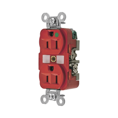 [N4-HUB-HBL-8200-RED-207840] Contacto Dúplex 15 A, 125 V, 2 polos, 3 Hilos, Color Rojo (Nema 5-15R), Grado Hospital.
