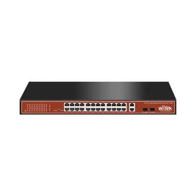 [N4-WI-PS526G-170795] Switch PoE (802.3af/at/bt) / No administrable de largo alcance / Hasta 250m / Con 24 x 10/100Mbps + 2 x SFP Gigabit Combo / 250 W