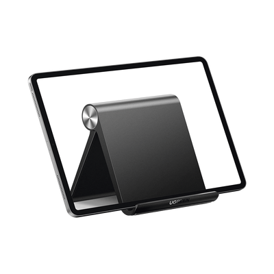 [N4-50748-216838] Soporte de Escritorio para Tablet /  Ajustable de 0° a 100° / Goma Antiarañazos / Antideslizante / Amplia Compatibilidad con dispositivos de 4'' a 13'' / Plegable / ABS / Color Negro