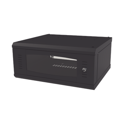 [N4-SR-1904-GFP-183144] Gabinete de Montaje en Pared, Con Puerta de Cristal, Cuerpo Fijo con Rack, de 19in, 4UR, Color Negro