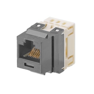 [N4-NKP5E88MIG-74314] Conector Jack Estilo 110 (de Impacto), Tipo Keystone, Categoría 5e, de 8 posiciones y 8 cables, Color Gris
