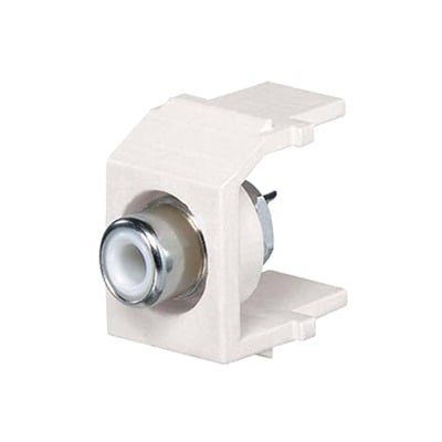 [N4-NKRSMWEIY-74339] Conector RCA Tipo Keystone, con RCA para Soldar Color Blanco y Módulo Marfil