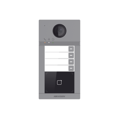 [N4-DS-KV8413-WME1(B)-191866] Videoportero IP (IP65 + IK08) con Llamada y apertura desde APP Hik-Connect / Soporta 4 Departamentos / PoE Estándar / Interfaz WEB para configuración / 2 puertas