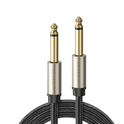 [N4-40815-223034] Cable de Audio Mono 6.35mm (1/4") Macho a 6.35mm (1/4") Macho / 10 Metros / Núcleo de Cobre / Blindaje Interno / Nylon Trenzado / Color Negro