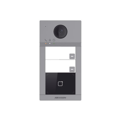 [N4-DS-KV8213-WME1(B)-191901] Videoportero IP (IP65 + IK08) con Llamada y apertura desde APP Hik-Connect / Soporta 2 Departamentos / PoE Estandar  / Interfaz WEB para configuración / 2 puertas