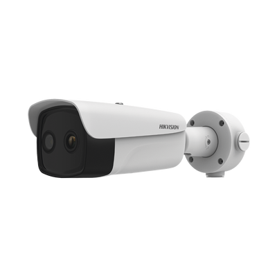 [N4-DS-2TD2637-10/QY-210085] Bala IP Dual / Térmica 9.7 mm (384 X 288 ) / Óptico 4 mm (4 Megapixel) / 40 mts IR / IP66 / PoE / Termométrica / Detección de Temperatura / MicroSD