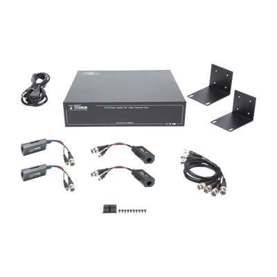 [N4-KITTT4PVTURBOX-159449] Kit de TRANSCEPTOR ACTIVO DE 4 CANALES / VIDEO+PODER en un solo Cable UTP / 150 metros en 4K, 200 metros en 5 MP/ Envía 36 Vcc y Recibe 12 Vcc / TODO INCLUIDO PARA RACK / Compatible con cámaras HD-TVI/CVI/AHD/CVBS / INSTALACIÓN LIMPIA
