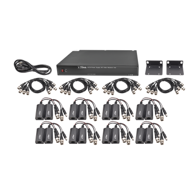 [N4-KIT-TT-16-PV-TURBO-78242] Kit de 16 canales para transmisión de ALIMENTACION (NO SOPORTA COAXITRON)( de 36 Vcc a 12 Vcc) y video (HD-TVI) a distancias de hasta 250 m.
