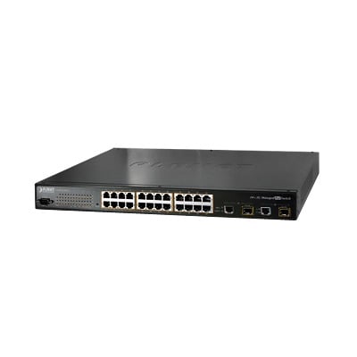 [N4-FGSW-2620PVM-65805] Switch PoE administrable L2 de 24 puertos PoE 802.3af a 10/100 Mbps + 2 puertos Gigabit/SFP