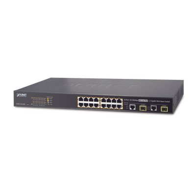 [N4-FGSW-1816HPS-73555] Switch Administrable L2 de 16 Puertos PoE+ y 2 Puertos Compartidos Gigabit TP/SFP