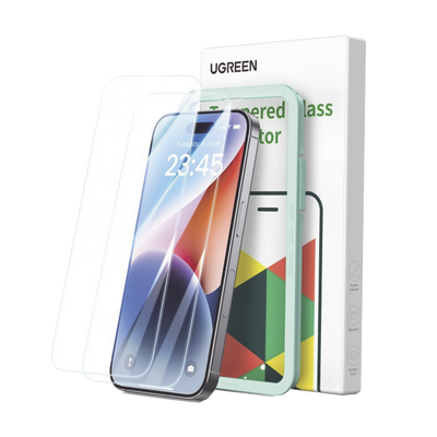 [N4-25587-235469] Protector de pantalla UGREEN HD con marco de instalación para iPhone 15/16 (paquete de 2)